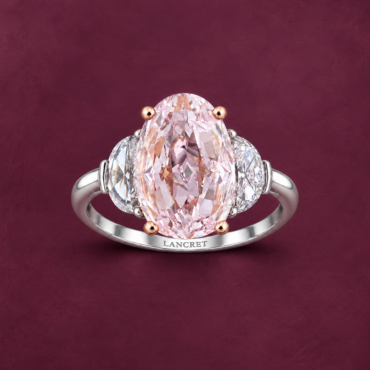 Pink Oval Half-Moon Trilogy — Jewellery detail