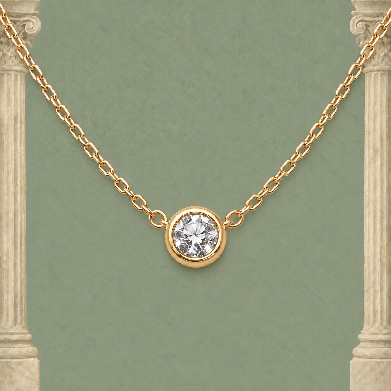 Round Diamond Solitaire Pendant — Jewellery detail