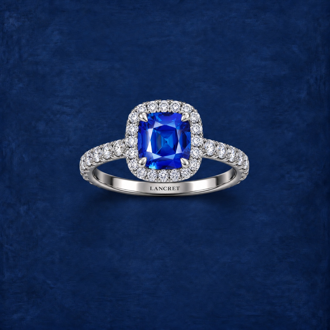Cushion Sapphire Halo Ring — Jewellery detail