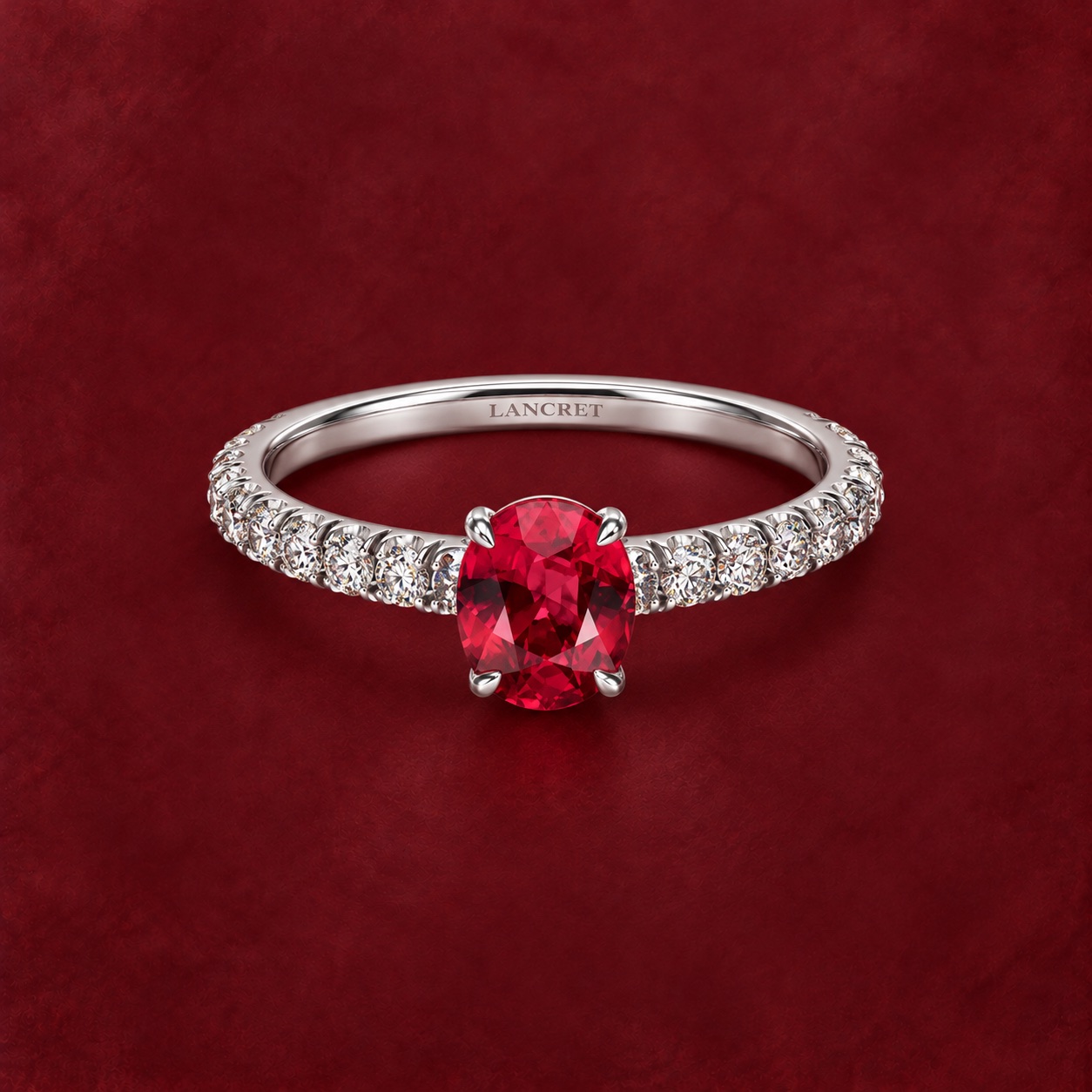 Oval Ruby Solitaire — Jewellery detail