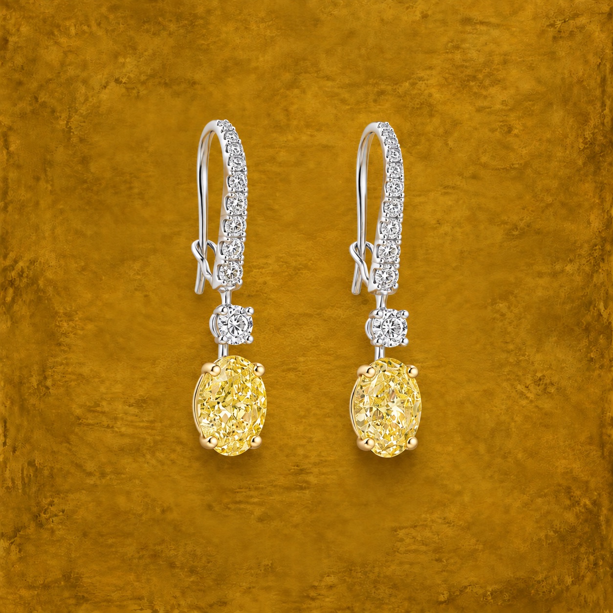 Oval Yellow Diamond Drops — Jewellery detail