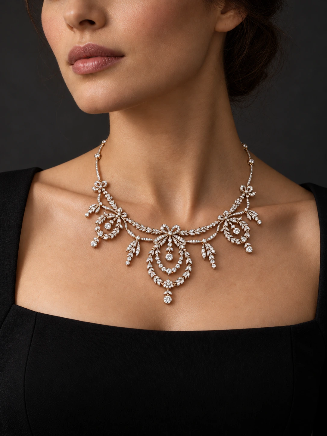 Belle Époque Garland Necklace — model wearing the design