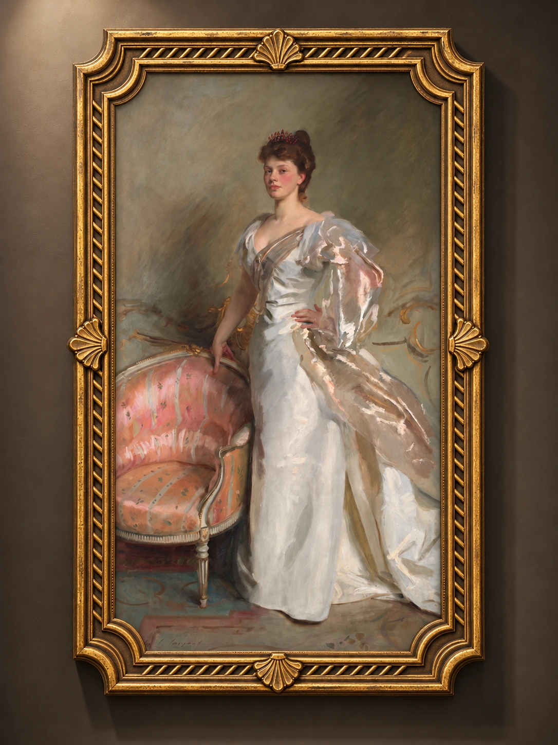 Belle Époque Garland Necklace — John Singer Sargent · Mrs. George Swinton (Elizabeth Ebsworth) · 1897 in an antique gold shell frame