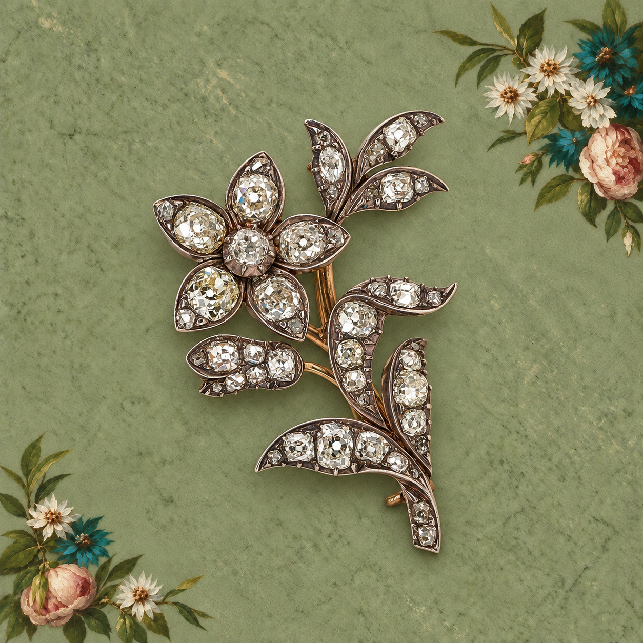 Forget-Me-Not Diamond Brooch